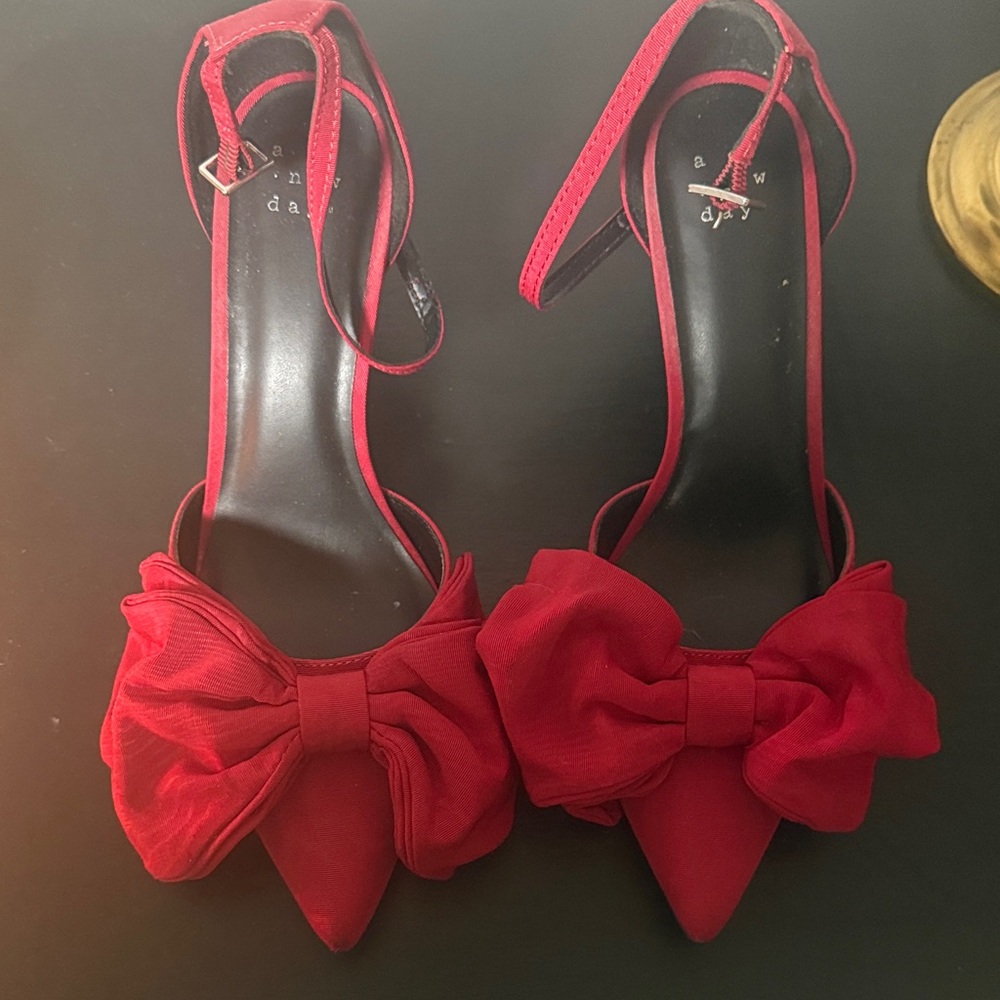 A New Day Red Women's Heels with Bow Accent